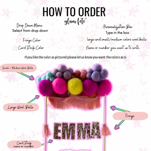 Outer Space Theme Planet Felt Ball Personalized Wool Ball Cake Topper with Fringe