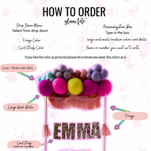 Load image into Gallery viewer, Christmas Joy Theme Felt Ball Personalized Wool Ball Cake Topper with Fringe
