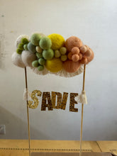 Load image into Gallery viewer, Daisy Felt Ball Personalized Wool Ball Cake Topper with Fringe
