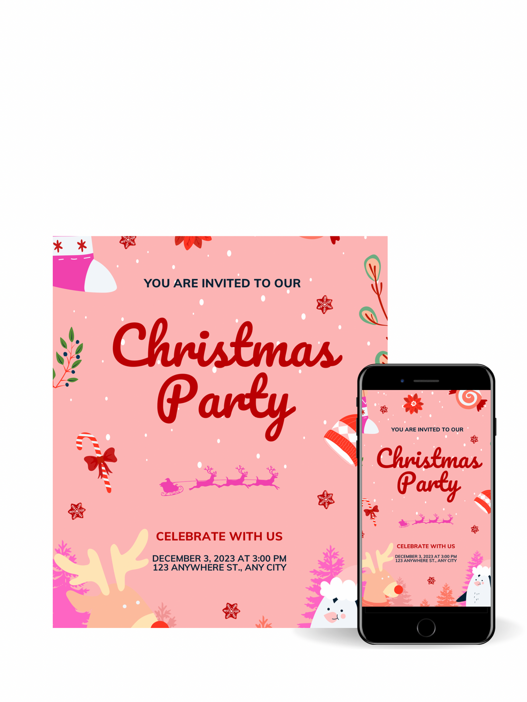 Editable Digital Download: Christmas Party Invitations