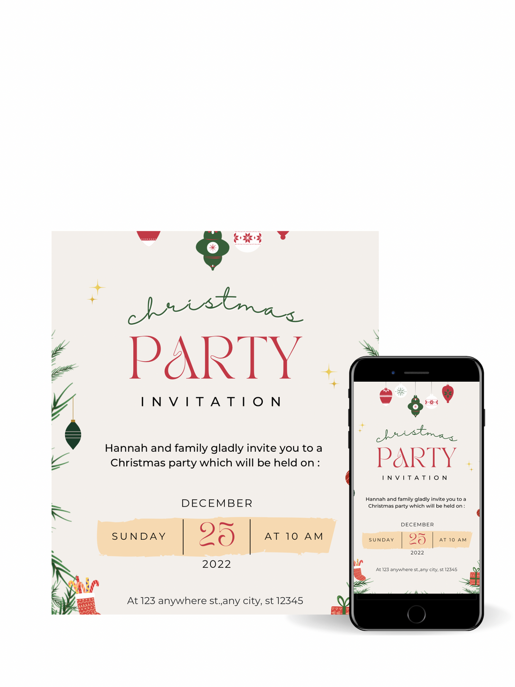 Editable Digital Download: Christmas Party Invitations