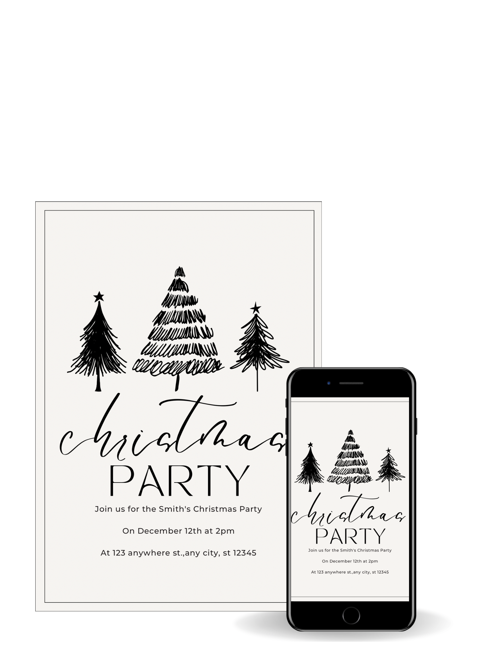 Editable Digital Download: Christmas Party Invitations