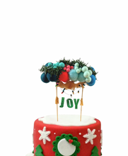Load image into Gallery viewer, Christmas Joy Theme Felt Ball Personalized Wool Ball Cake Topper with Fringe
