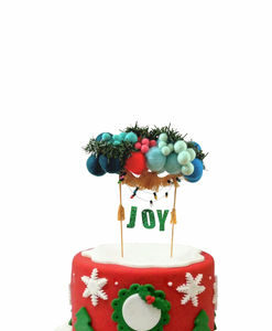 Christmas Joy Theme Felt Ball Personalized Wool Ball Cake Topper with Fringe