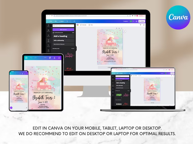 Editable Digital Download: Unicorn Party Invitation