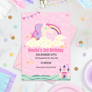 Editable Digital Download: Unicorn Party Invitation