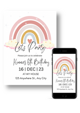 Load image into Gallery viewer, Editable Digital Download: Pastel Rainbow Party Invitation
