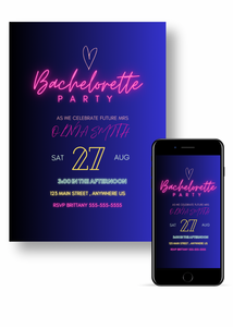 Editable Digital Download: Neon Bachelorette Party Invitation