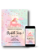 Load image into Gallery viewer, Editable Digital Download: Ice Cream Party Invitation
