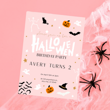 Load image into Gallery viewer, Editable Digital Download: Halloween Pink Party Invitation
