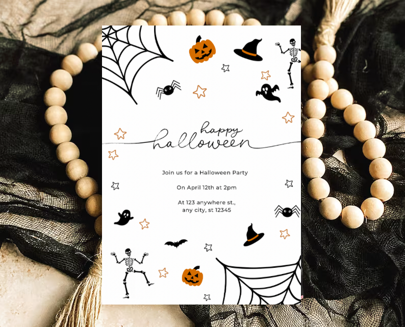 editable-digital-download-halloween-party-invitation-glam-fete-party for Free Printable Halloween Party Invites Editable Digital Download: Halloween Party Invitation – Glam Fete Party for Free Printable Halloween Party Invites