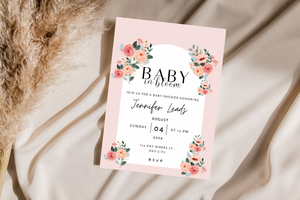 Editable Digital Download: Baby Bloom Baby Shower  Party Invitation