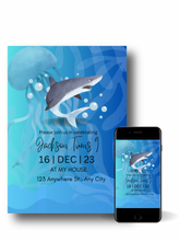 Load image into Gallery viewer, Editable Digital Download: Shark Party Invitation
