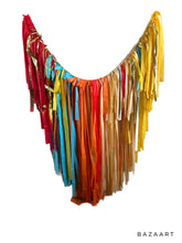 Load image into Gallery viewer, Tablecloth Fringe Backdrop, Flagtape Backdrop, Fringe Backdrop, Birthday, Party Theme
