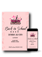 Load image into Gallery viewer, Editable Digital Download: Back To School Pink Party Invitation
