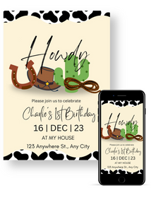 Editable Digital Download: Howdy Party Invitation