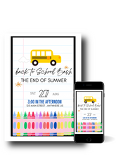 Load image into Gallery viewer, Editable Digital Download: Back To School Bash Invitation
