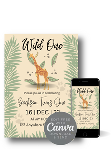 Editable Digital Download: Wild One Party Invitation