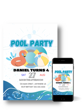 Load image into Gallery viewer, Editable Digital Download: Pool Party Invitation
