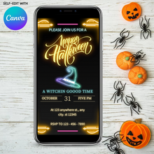 Load image into Gallery viewer, Editable Digital Download: Neon Halloween Invitation
