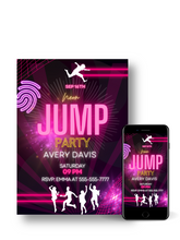 Load image into Gallery viewer, Editable Digital Download: Neon Jump Birthday Invitation
