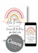 Load image into Gallery viewer, Editable Digital Download: Pastel Rainbow Party Invitation
