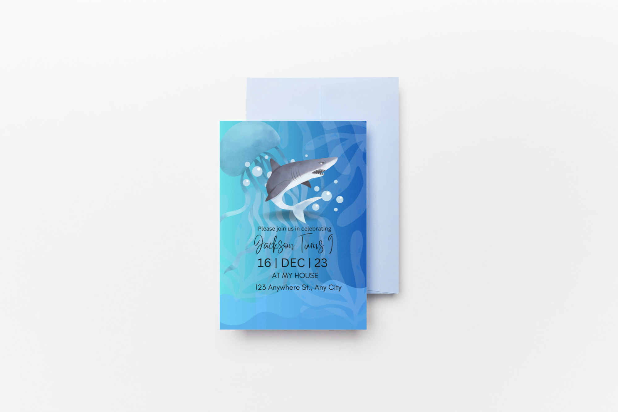 Editable Digital Download: Shark Party Invitation