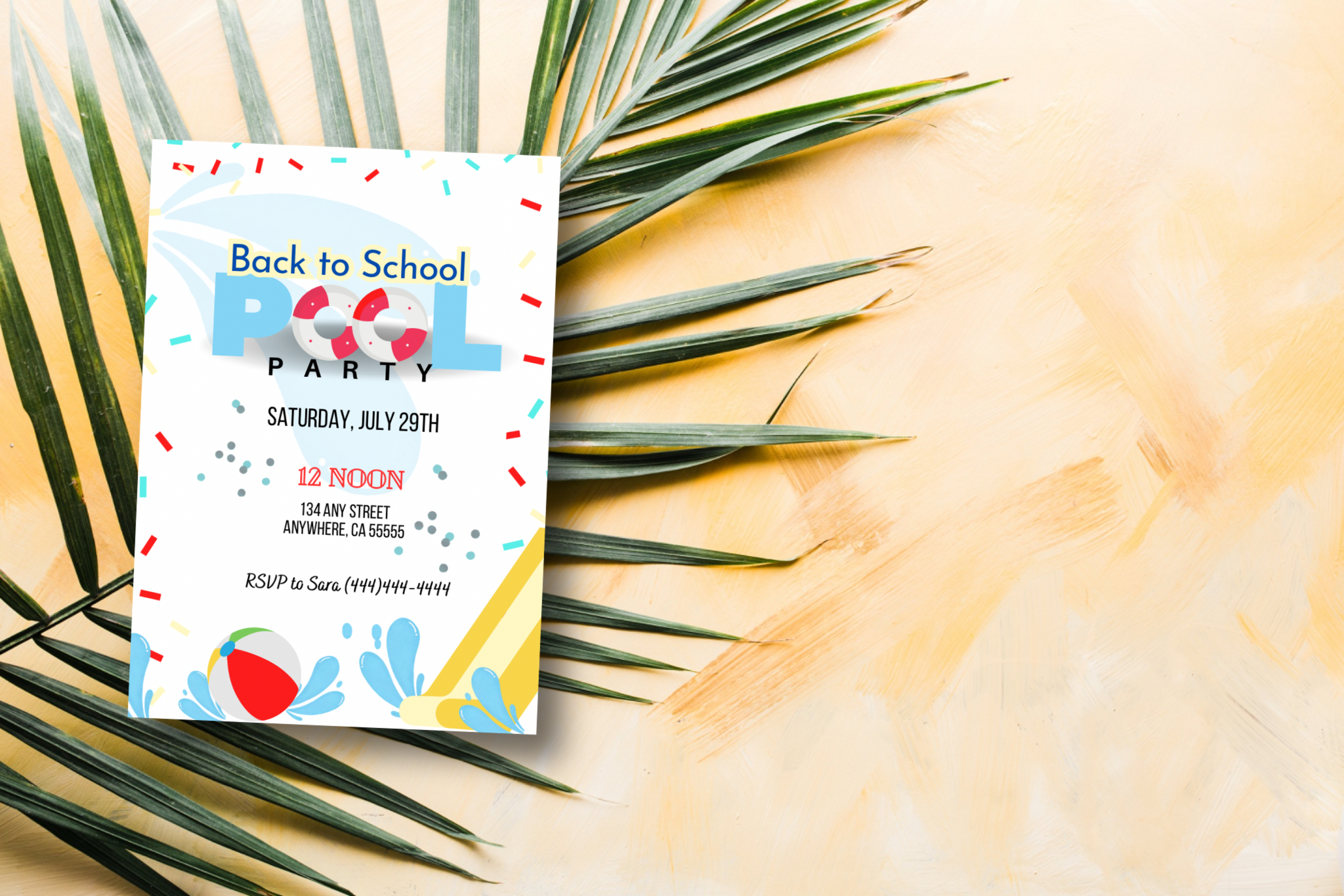 Editable Digital Download: Pool Party Invitation