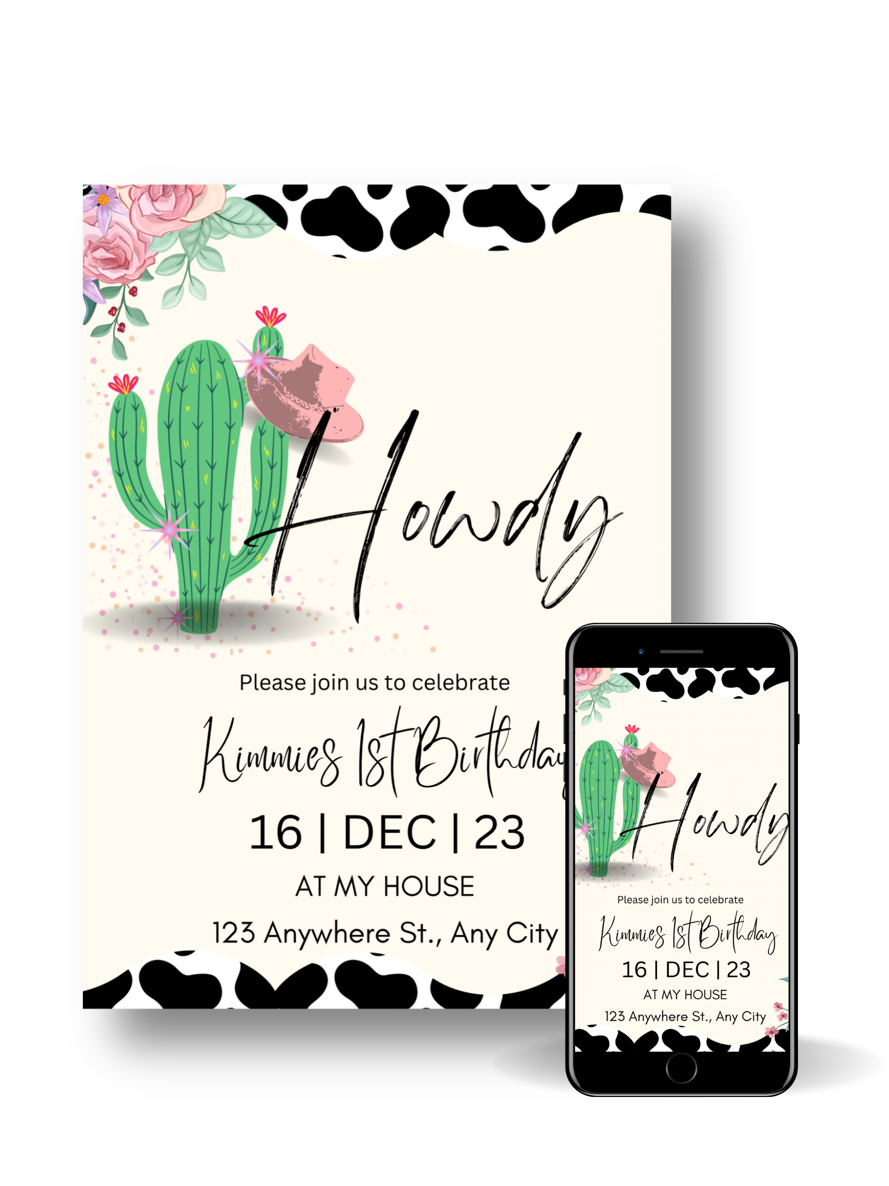Editable Digital Download: Girl Cowboy Party Invitation