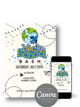 Load image into Gallery viewer, Editable Digital Download: Back To School Around the World Party Invitation
