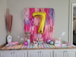 Pink Birthday Party Fringe Backdrop Wall