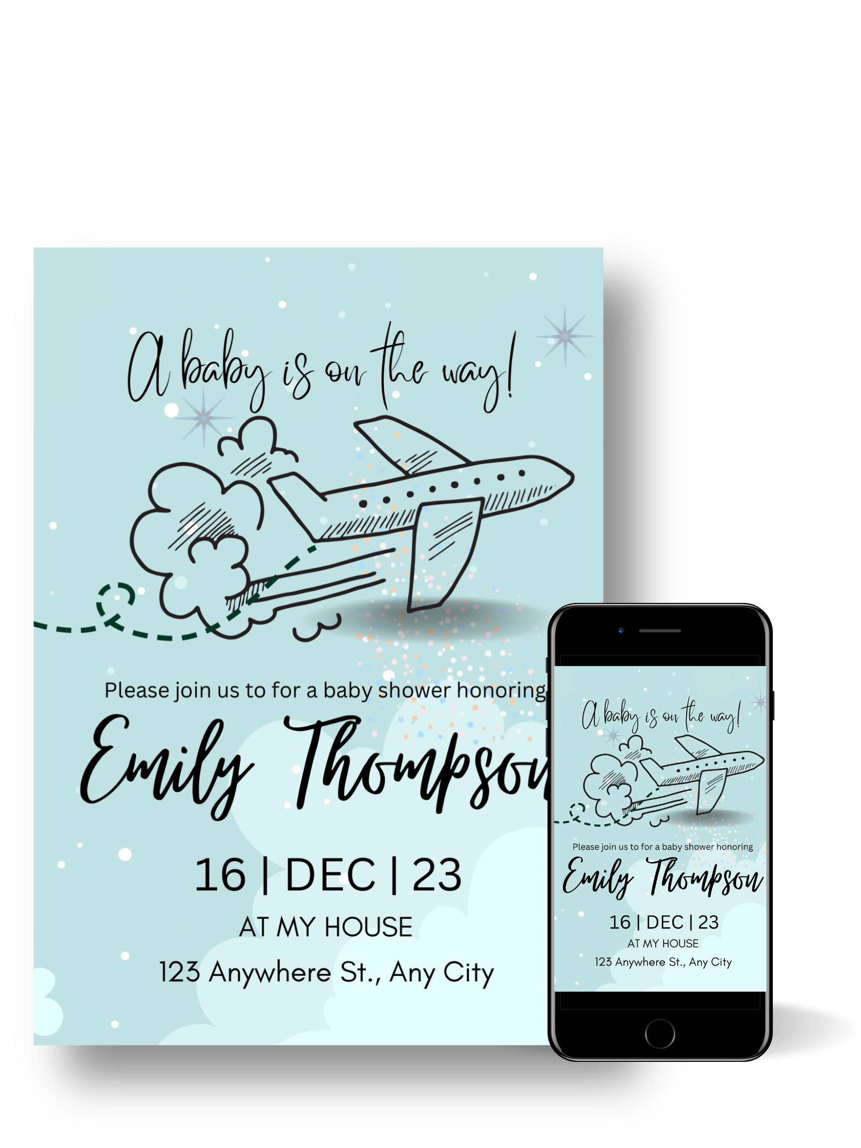 Editable Digital Download: Baby Boy Shower Party Invitation