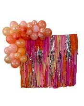 Load image into Gallery viewer, Pink and Orange Fringe Backdrop - Saturday Night Fever - Pink Party, Barbie Birthday Party Decor, 70&#39;s Party, Retro Bachelorette Party

