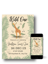 Load image into Gallery viewer, Editable Digital Download: Wild One Party Invitation
