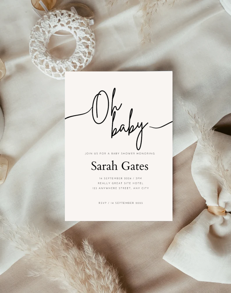 Editable Digital Download: Oh Baby Baby Shower  Party Invitation