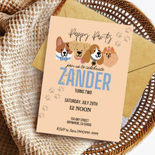 Load image into Gallery viewer, Editable Digital Download: Puppy Party Blue Invitation
