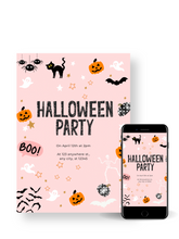 Load image into Gallery viewer, Editable Digital Download: Halloween Pink Party Invitation
