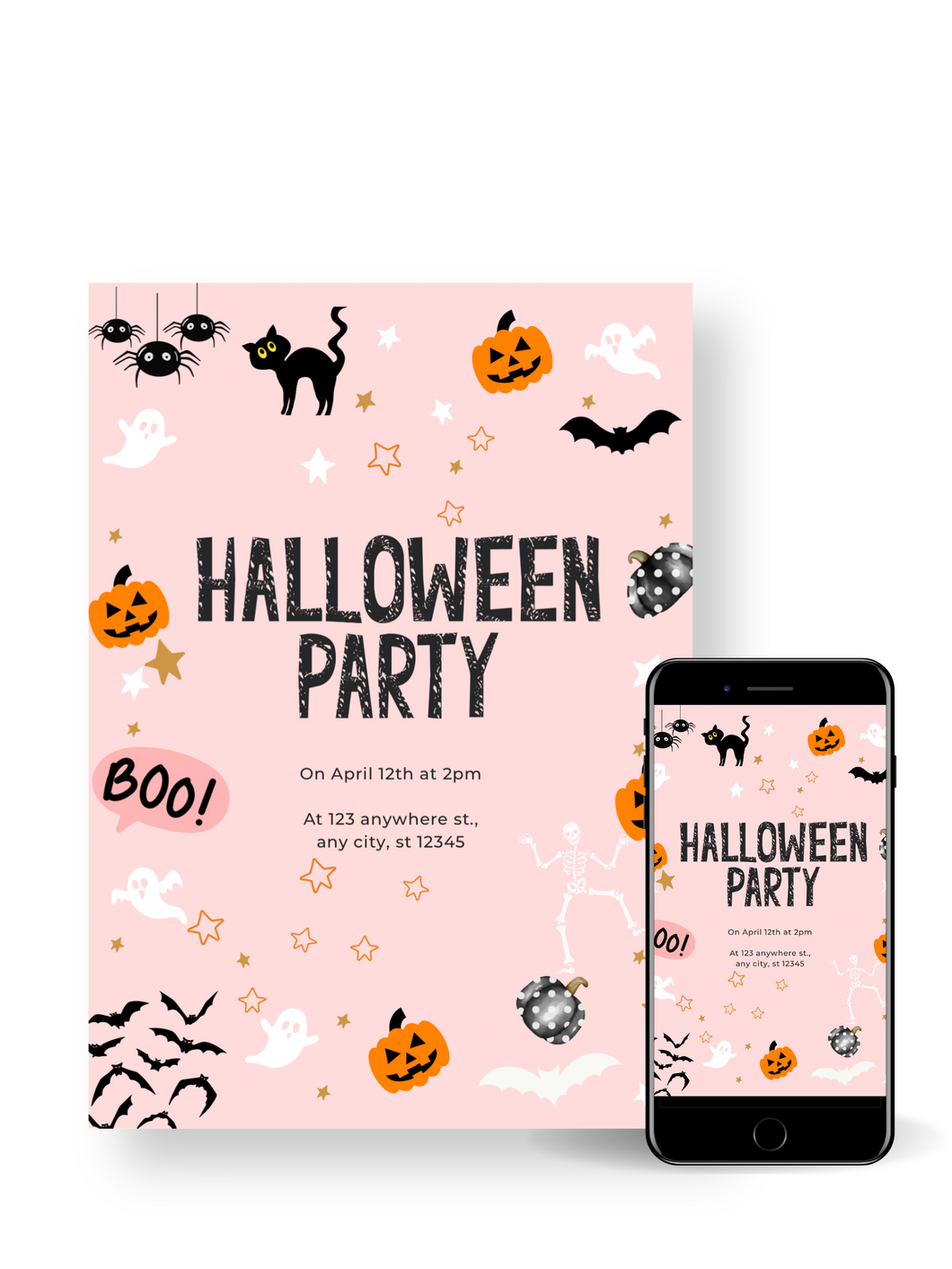 Editable Digital Download: Halloween Pink Party Invitation