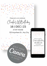 Load image into Gallery viewer, Editable Digital Download: Traditional Confetti Party Invitation
