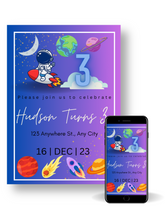 Load image into Gallery viewer, Editable Digital Download: Boy Space Party Invitation
