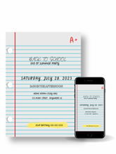 Load image into Gallery viewer, Editable Digital Download: Notebook Paper Back to School Party Invitation
