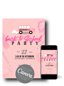 Editable Digital Download: Back To School Party Invitation