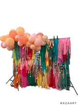 Load image into Gallery viewer, Custom Fringe Backdrop Anthropologie Party Anthro Inspired Party Layered Fringe Backdrop Modern Rainbow Party Colorful Party
