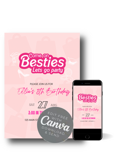 Editable Digital Download: Bestie Doll Party Invitation