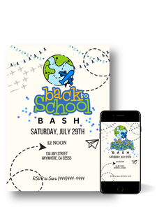 Editable Digital Download: Back To School Around the World Party Invitation