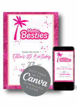 Load image into Gallery viewer, Editable Digital Download: Malibu Bestie Doll Party Invitation
