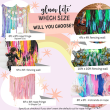 Load image into Gallery viewer, Custom Fringe Backdrop Anthropologie Party Anthro Inspired Party Layered Fringe Backdrop Modern Rainbow Party Colorful Party
