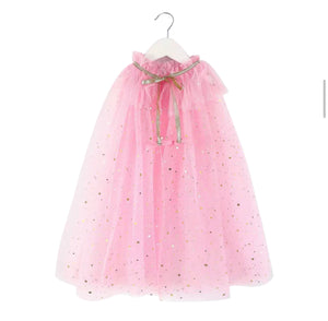 Light Pink Princess Cape Fashion Glitter Multicolor Sequins Shawl Shiny Girls Cloak Blingbling Fairy Princess Cape Christmas Party
