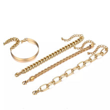 Load image into Gallery viewer, 4 piece Women’s Cuban Link Bracelet Set  Bracelet for Women 14K Gold Plated Dainty Link Beads Bracelets Adjustable Layered Metal Link Bracelet
