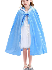 Ice Princess Baby Blue Christmas Cloak Cape Toddler Kids Winter Wear Children's Party Wear Velvet Warm Winter Cosplay Party Cloak Clothes